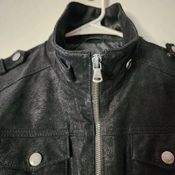 LEVI'S VINTAGE Womens SUEDE Leather Zip Front penny lane Black med Dark Academia - Picture 6 of 16